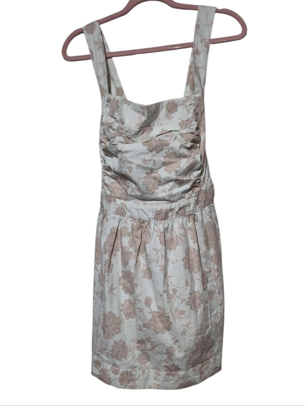 Free People Ivory Floral Mini Dress XL Adjustable Straps Pockets